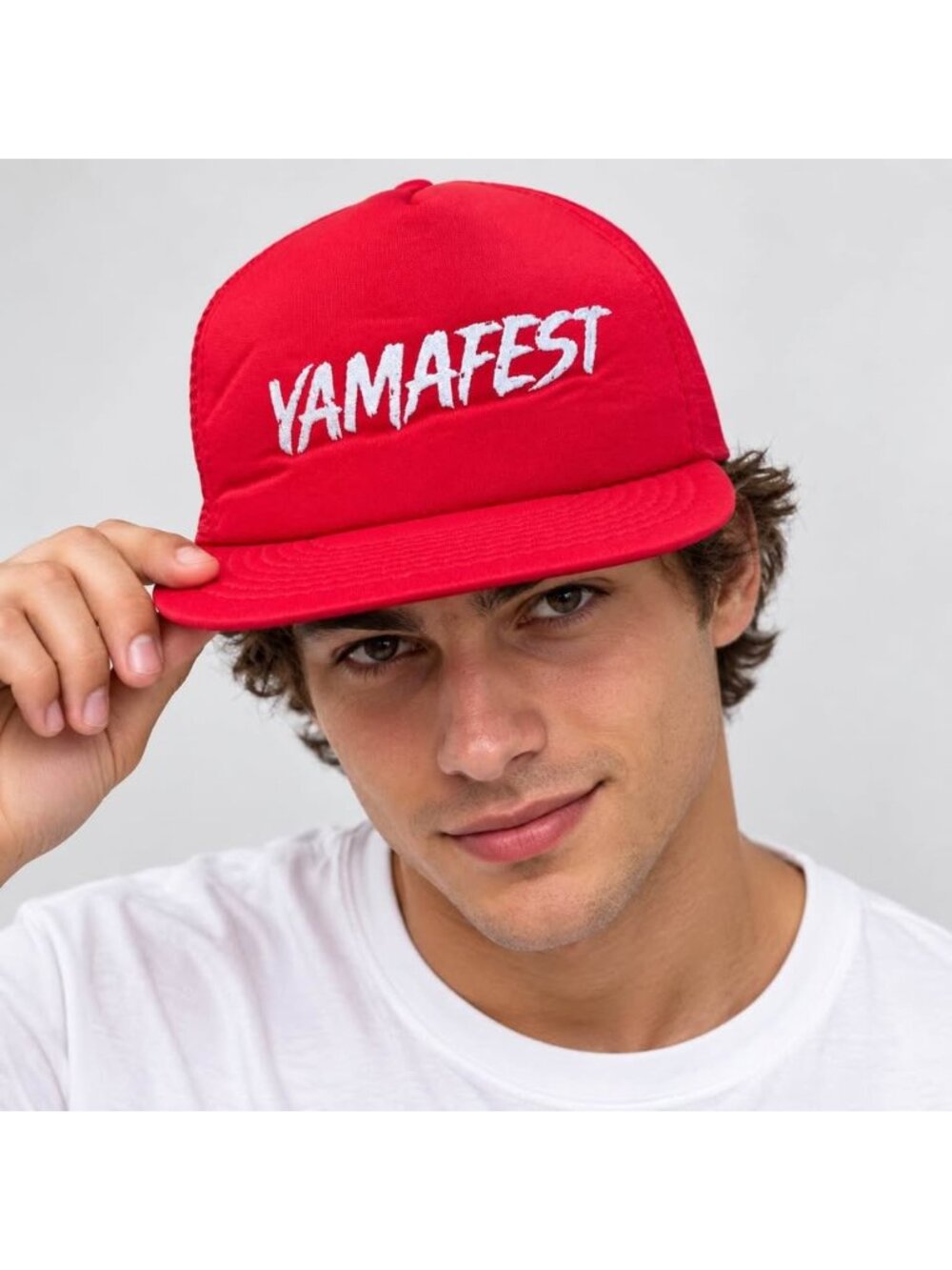 Vintage Yamafest Red Snapback Hat Cap White Embroidered Logo